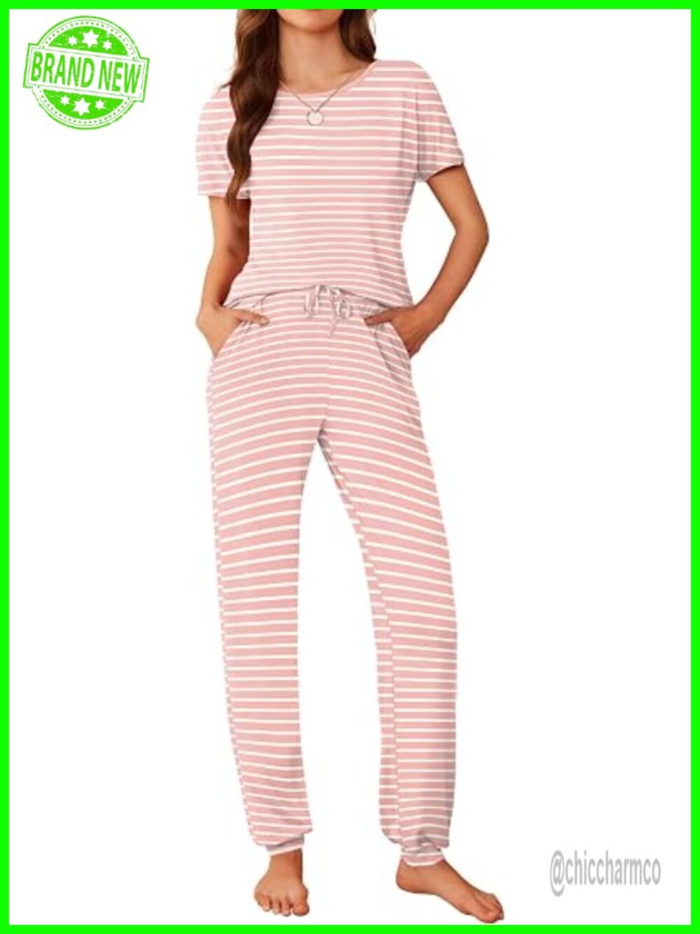 Ekouaer Womens Pajama Sets Short Sleeve Lounge Sets Printed Jogger Pajama Set 2